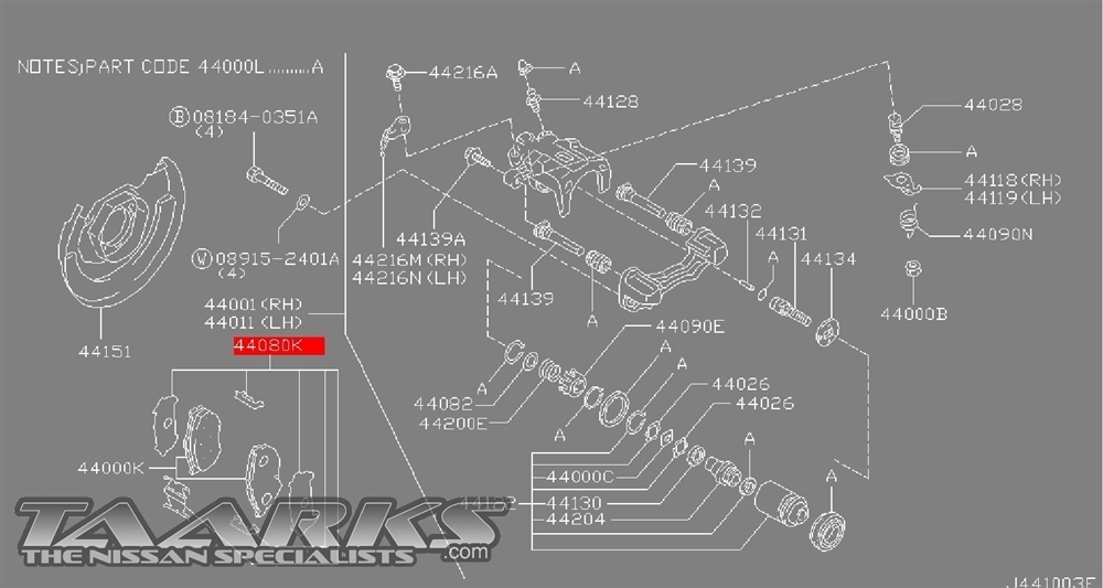 Genuine Nissan Brake Caliper Shim Hardware Kit (Rear) "S13, 180sx, S14