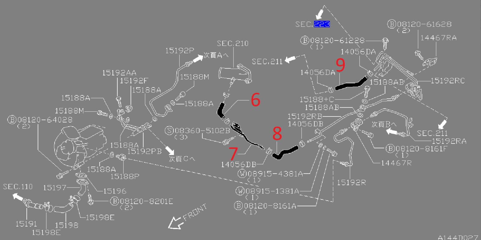 Genuine Nissan Heater and Coolant Hoses (RB26) "R33/R34 GTR, AWC34