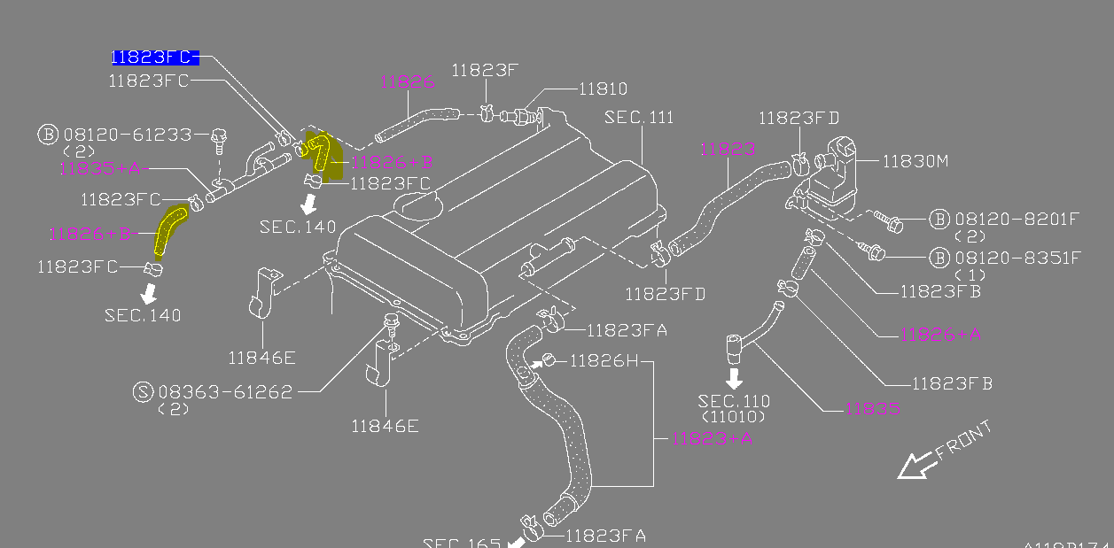 Genuine Nissan PCV Hose Breather To Manifold "S13, 180sx" "S13, 180sx