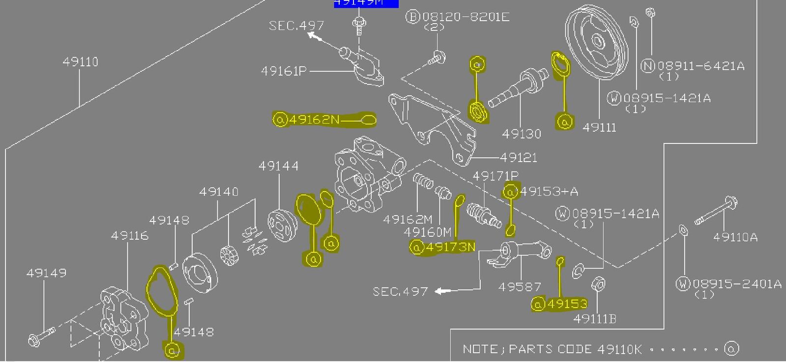 Genuine Nissan Power Steering Pump Seal Kit "S14, S15" Silvia 200sx