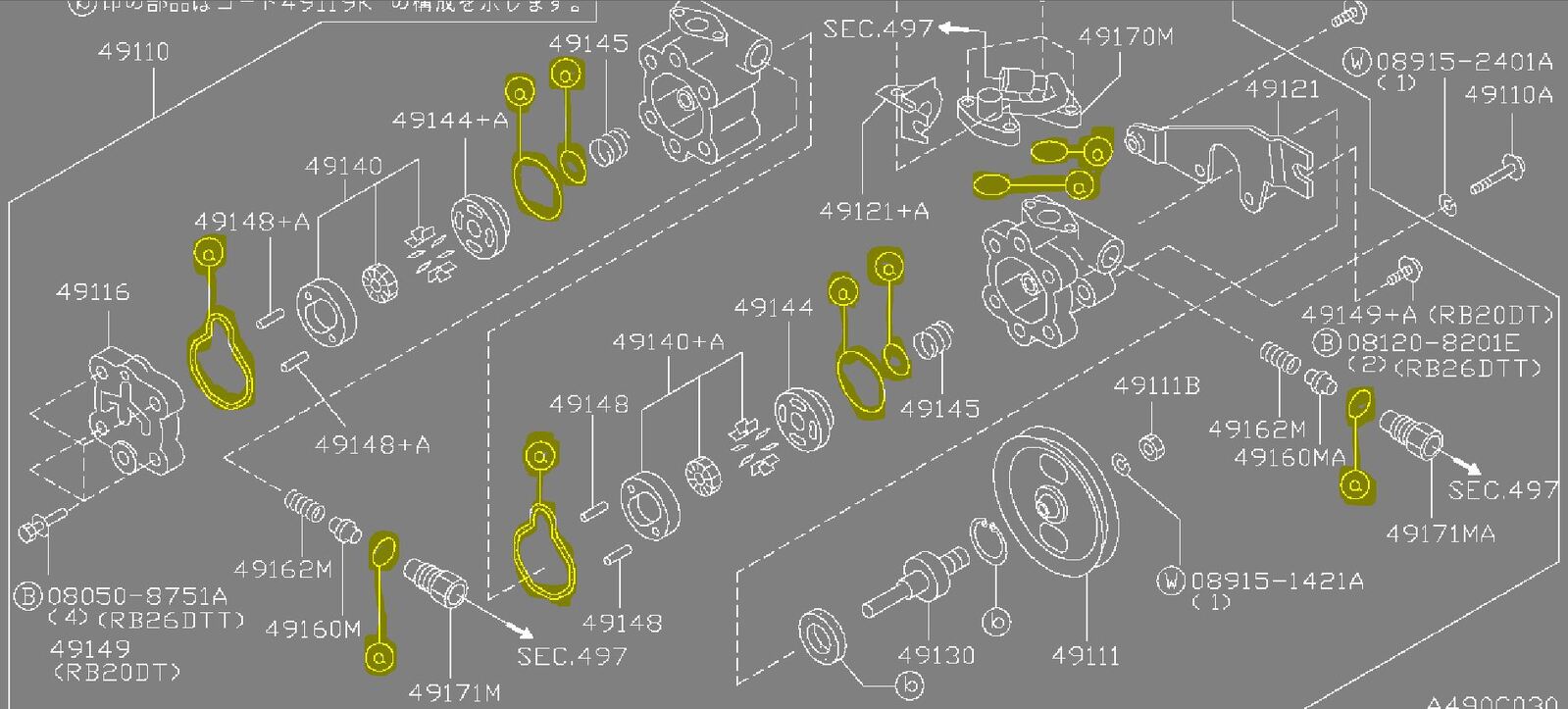 Genuine Nissan Power Steering Pump Seal Kit "R32 GTR"