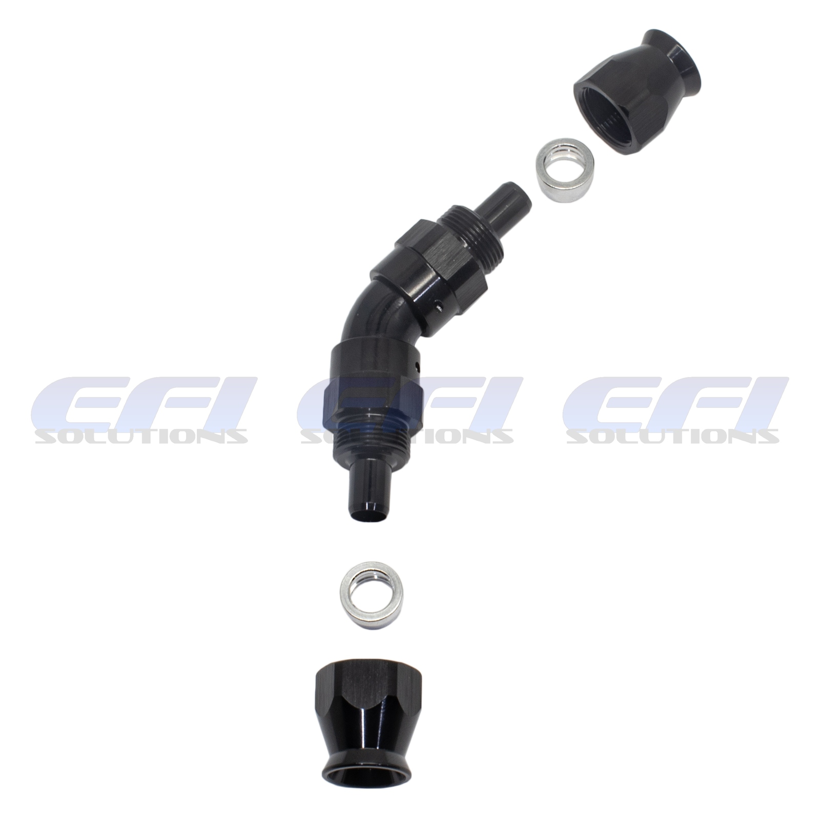 Manguera De Teflón PTFE Con Conector A 45 Grados AN6 - Serie 200, Flujo Completo, Color Negro (572-06BLK)