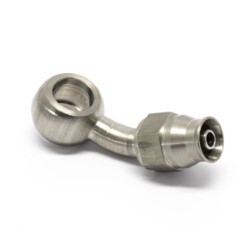 Banjo 45 Degree 11.2mm (7/16) ID To AN4 PTFE Hose End Stainless Steel