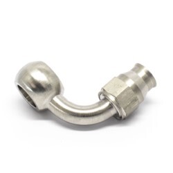 Banjo 90 Degree 11.2mm (7/16) ID To AN4 PTFE Hose End Stainless Steel
