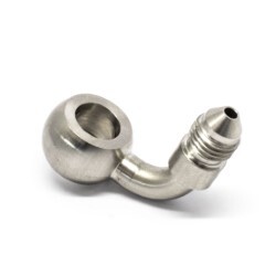 Banjo 90 Degree 11.2mm (7/16) ID To Male AN4 Stainless Steel