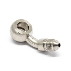 Banjo 45 Degree 11.2mm (7/16) ID To Male AN4 Stainless Steel
