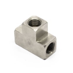 Brake Tee Block 3/8-24 Inverted Flare Type Stainless Steel