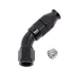 45° Degree Full Flow PTFE Teflon Hose End AN6 (Black)