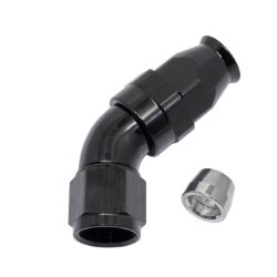 45° Degree Full Flow PTFE Teflon Hose End AN10 (Black)