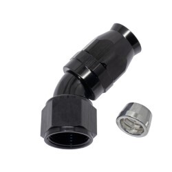 45° Degree Full Flow PTFE Teflon Hose End AN12 (Black)