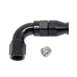 90° Degree Full Flow PTFE Teflon Hose End AN4 (Black)