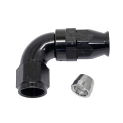 90° Degree Full Flow PTFE Teflon Hose End AN8 (Black)