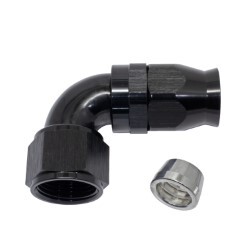 90° Degree Full Flow PTFE Teflon Hose End AN12 (Black)