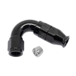 120° Degree Full Flow PTFE Teflon Hose End AN4 (Black)