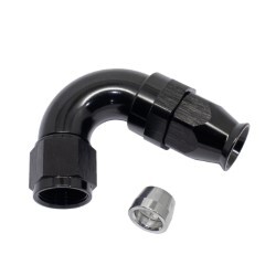 120° Degree Full Flow PTFE Teflon Hose End AN8 (Black)