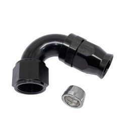120° Degree Full Flow PTFE Teflon Hose End AN12 (Black)