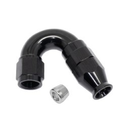 150° Degree Full Flow PTFE Teflon Hose End AN6 (Black)