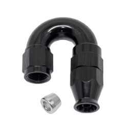 180° Degree Full Flow PTFE Teflon Hose End AN6 (Black)