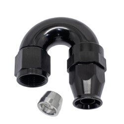 180° Degree Full Flow PTFE Teflon Hose End AN8 (Black)