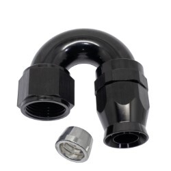 180° Degree Full Flow PTFE Teflon Hose End AN12 (Black)