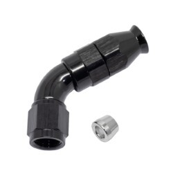 60° Degree Full Flow PTFE Teflon Hose End AN4 (Black)