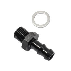 Metric M14X1.5mm To Male 3/8 Barb (Black) Suits Bosch 200 Fuel Pump