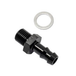 Metric M14X1.5mm To Male 1/2 Barb (Black) Suits Bosch 200 fuel Pump