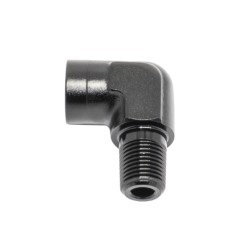 90° Degree Male 1/8 NPT To Female 1/8 NPT "Elbow For Gauge" (Black)