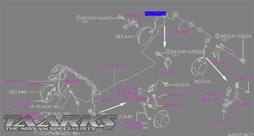 Genuine Nissan Brake Line Clip (5 Line Insulated ABS) "A31, C33, R32