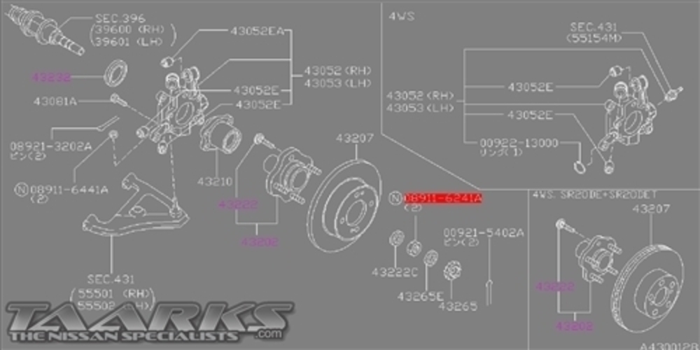 TOG Rear Cradle Subframe Solid Bushing Kit – 8-Piece Billet For S13 S14 S15 R32 R33 Z32