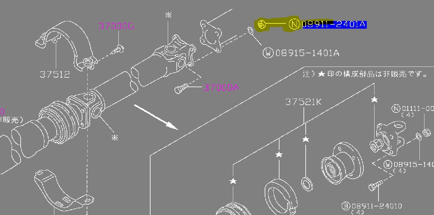 Genuine Nissan Half Shaft / Tail Shaft Drive line Nut " R200, 10mm Bolt