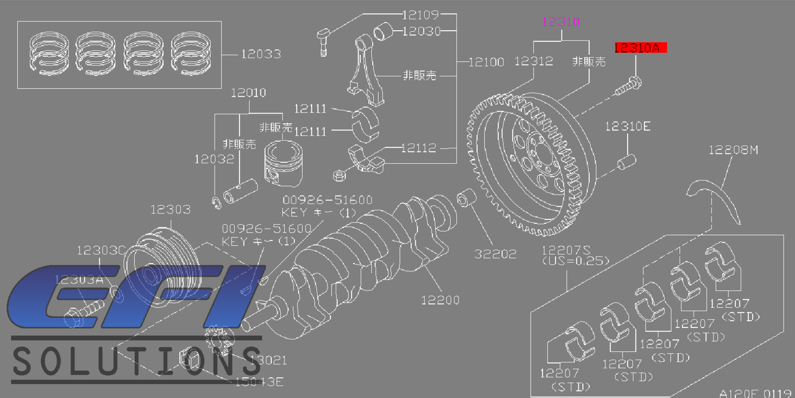 Genuine Nissan Flywheel Bolts Kit (8pcs) "N14 GTiR" Pulsar SR20DET