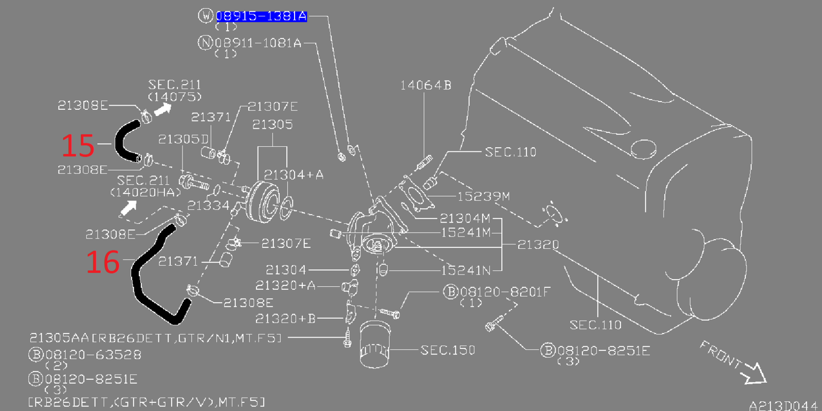 Genuine Nissan Heater and Coolant Hoses (RB26) "R33/R34 GTR, AWC34