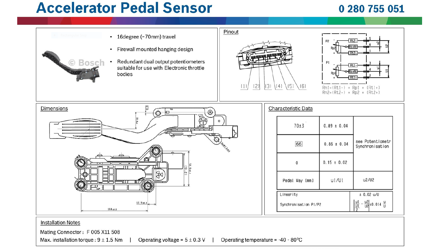 Bosch Accelerator Pedal Position Sensor