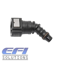 EFI Plastic Fuel Fitting 45 Degree Female 3/8 ID Tube To Male 3/8 Barb