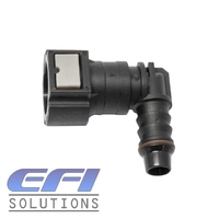 EFI Plastic Fuel Fitting 90 Degree Female 3/8 ID Tube To Male 3/8 Barb