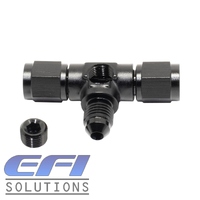 Female Female (Dual) Swivel On Run Tee With 1/8NPT Port AN4 (Black)