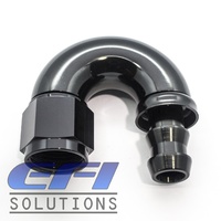 180° Degree Push Lock Hose End AN12 (Black)