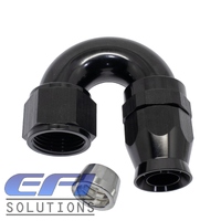 180° Degree Full Flow PTFE Teflon Hose End AN12 (Black)