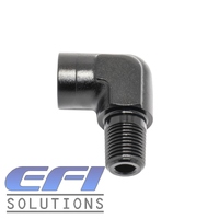 90° Degree Male 1/8 NPT To Female 1/8 NPT "Elbow For Gauge" (Black)