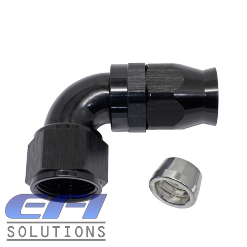 90° Degree Full Flow PTFE Teflon Hose End AN12 (Black)