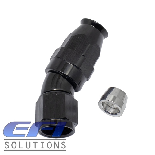 30° Degree Full Flow PTFE Teflon Hose End AN8 (Black)