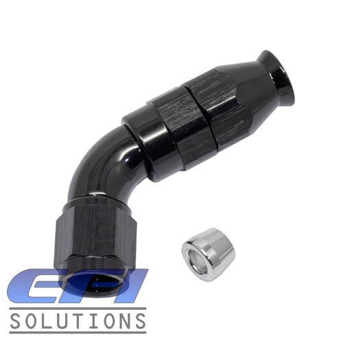 60° Degree Full Flow PTFE Teflon Hose End AN4 (Black)