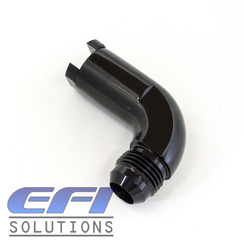 EFI Fuel Fitting 90 Degree 3/8 ID Tube To Male AN8 (Black)